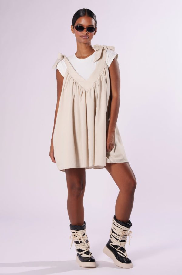 ENDLESS SUMMER TIE STRAP LINEN MINI DRESS For Sale