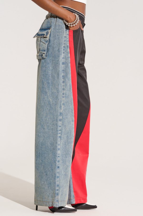 HARDEST TO LOVE COLORBLOCK DENIM PANT Sale