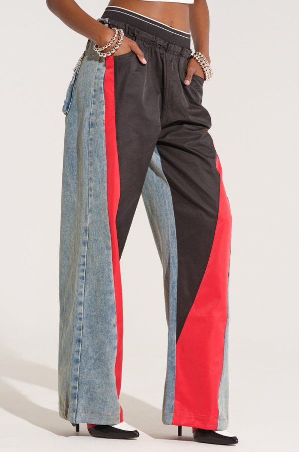 HARDEST TO LOVE COLORBLOCK DENIM PANT Sale