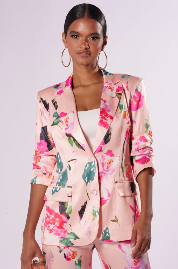 BLOSSOM SATIN BLAZER For Discount