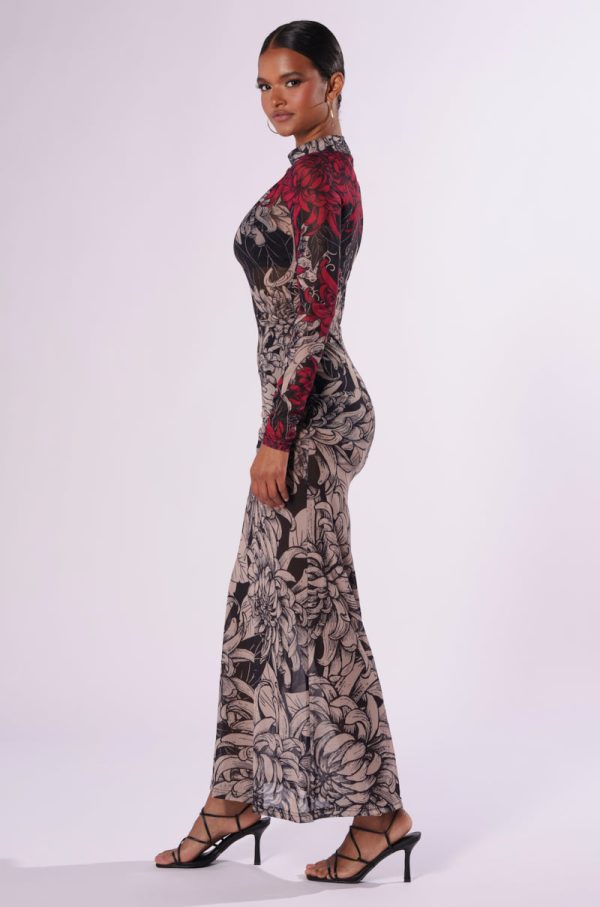 CHARMING PRINTED MESH MAXI DRESS Online Sale