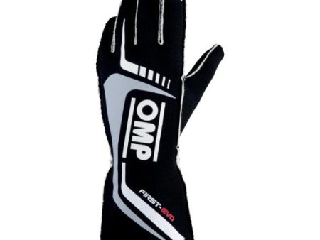 OMP First Evo Gloves Black - Size L (Fia 8856-2018) on Sale