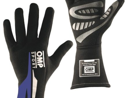 OMP Os 60 Gloves Black - XLarge (Blue) (Fia Sfi) Cheap